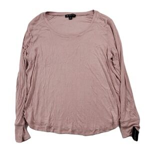 INC Casual Top Womens 0X Plus New Pink Ribbed Jewel Neck‎ Long Sleeve $59 NEW
